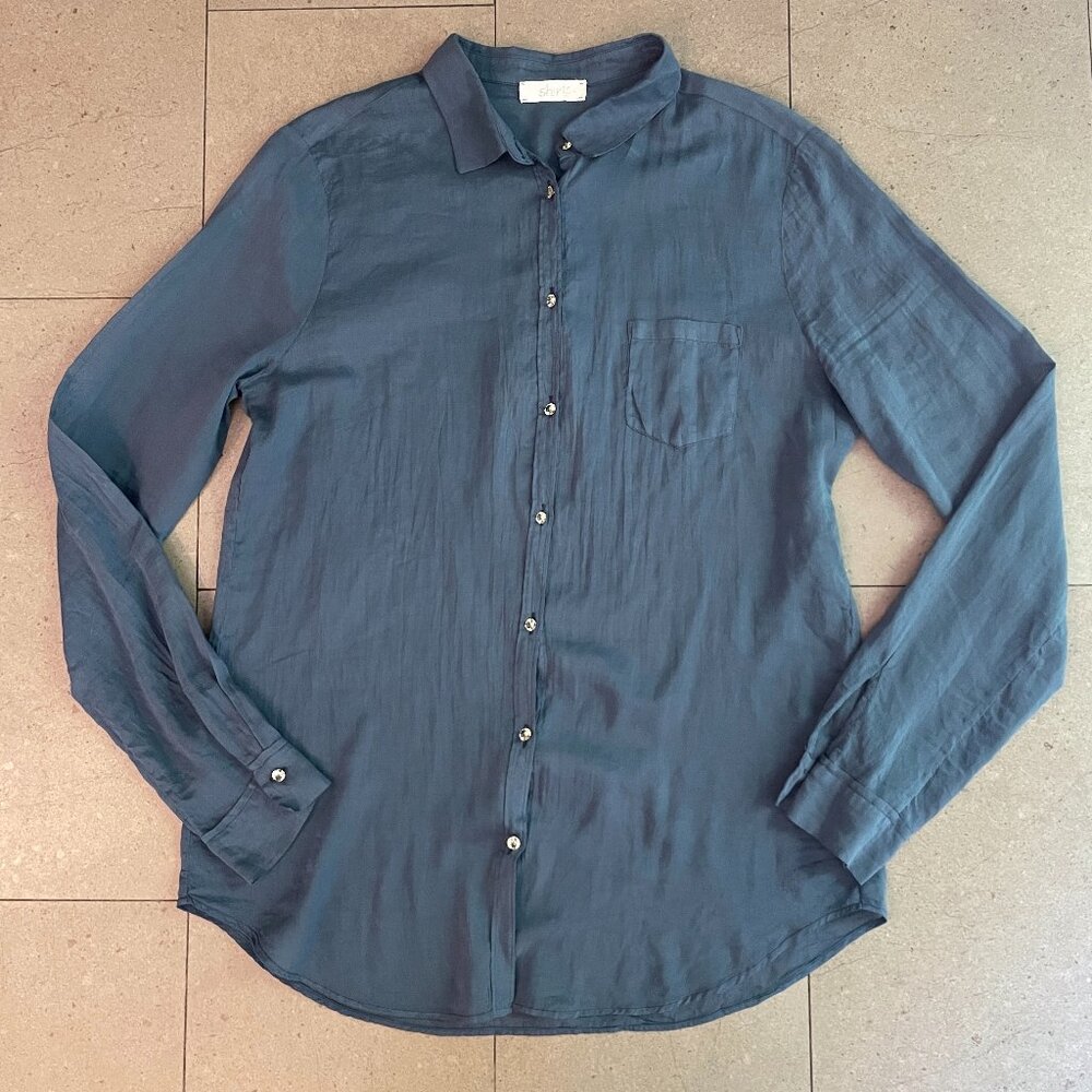 Luxurious Forte Forte Blue Sheer Cotton/Silk blend Italian Shirt Blouse-Medium